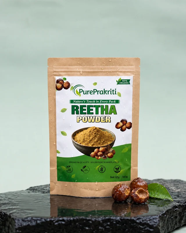 PurePrakriti Reetha Powder on wet stone